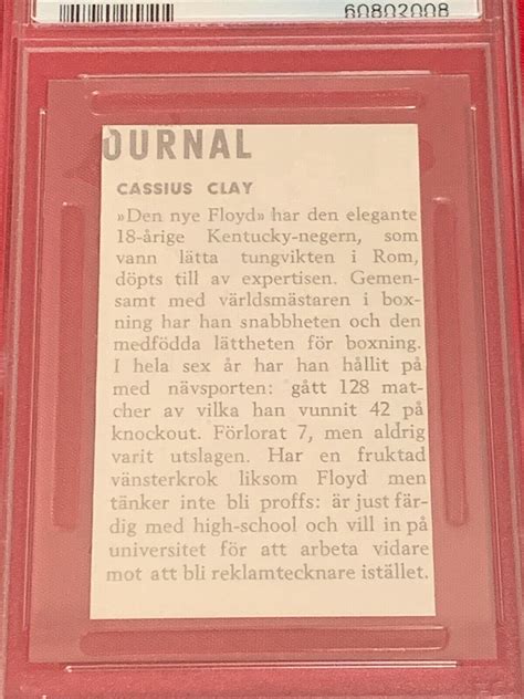 1960 Hemmets Journal 23 Cassius Clay Muhammad Ali Rookie Rc Hof Boxing Card Psa Ebay