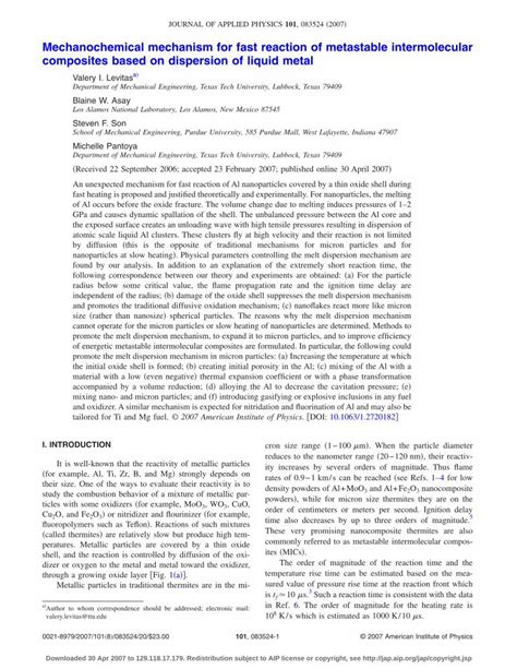 Mechanochemical Mechanism For Fast Reaction Of Metastable