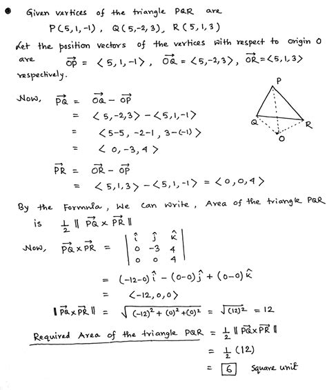 Solved Find The Area Of The Triangle Pqr With Vertices P