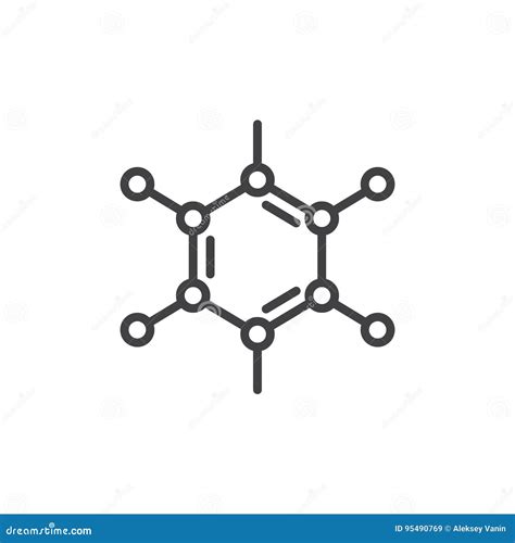 Organic Molecule Line Icon Outline Vector Sign Linear Style Pictogram Isolated On White Stock