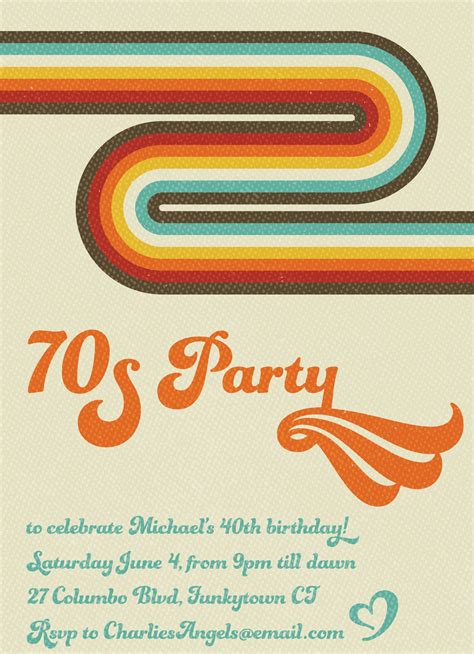 1970s Party Invite 70s Party Invitation Seventies Party Etsy