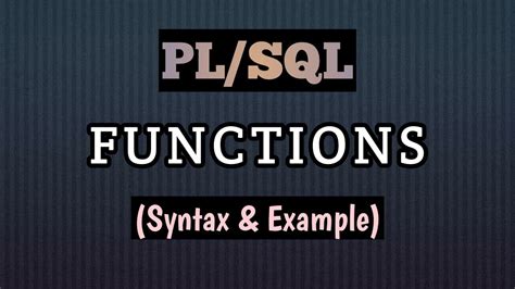 How To Write User Defined Functions In PL SQL Explained With Syntax