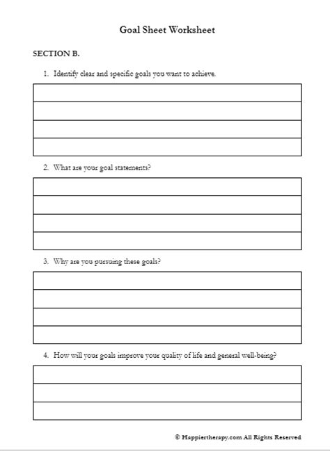 Goal Sheet Worksheet | HappierTHERAPY