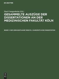 Dekanatsjahr Zahn Rztliche Dissertation Teknik