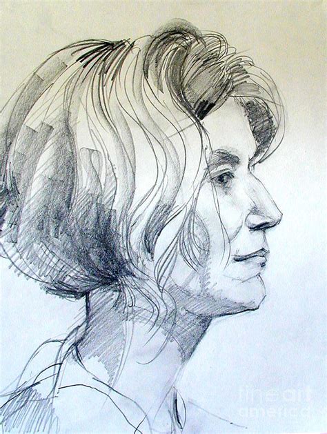 Portrait Drawing Of A Woman In Profile Drawing by Greta Corens