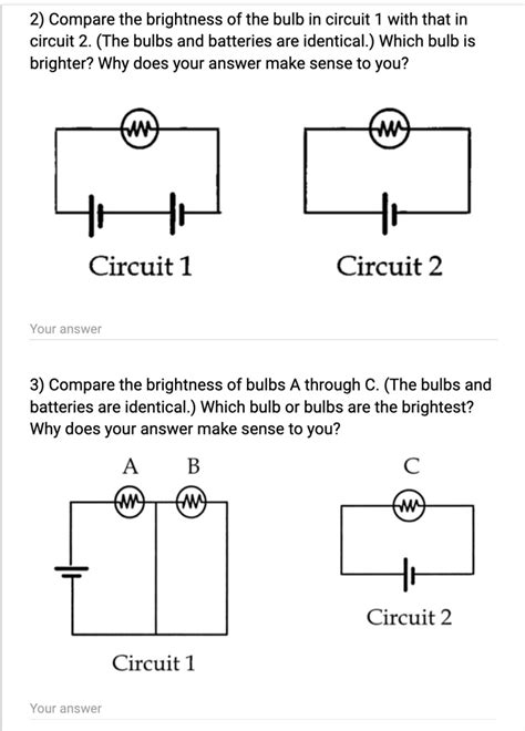 Solved 2 Compare The Brightness Of The Bulb In Circuit 1 With That In