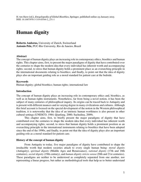 Pdf Human Dignity