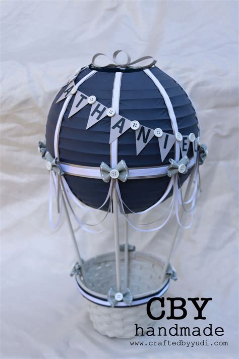 Hot Air Balloon Centerpiece Navy Blue White And Grey Up Up Etsy
