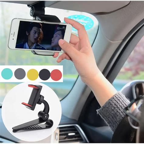 Car Phone Holder Placed In Sun Visor Flexible Degree Rotation Car