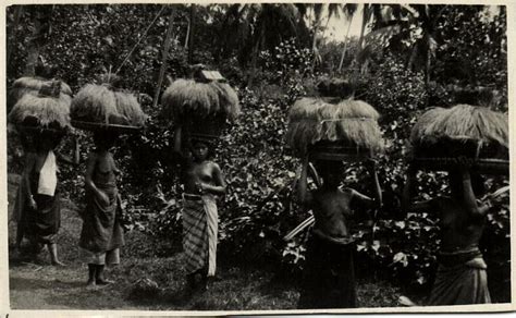 Indonesia Bali Native Nude Women Offering Ceremony Head Transport