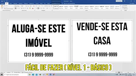 Como Fazer Placa De Aluga Se Ou Vende Se Pelo Computador No Word