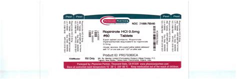 Ropinirole Hydrochloride Rebel Distributors Corp Fda Package Insert