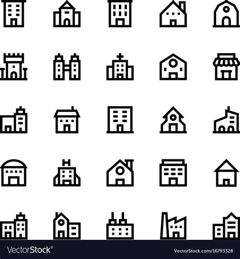 Buildings Icons Royalty Free Vector Image Vectorstock