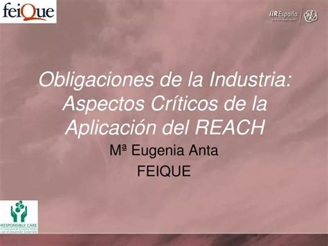 PPT Obligaciones de la Industria Aspectos Críticos de la Aplicación