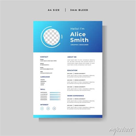 Modern Curriculum Vitae Design Template Vector Canvas Prints For The