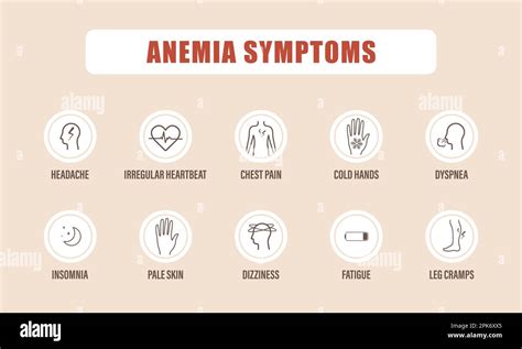 Síntomas De Anemia Dolor De Cabeza Fatiga Y Dolor En El Pecho Infografía Médica De La