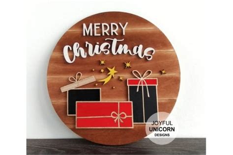 Merry Christmas Round Door Sign Svg Graphic By Joyfulunicorn · Creative