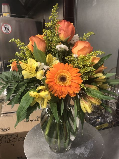 Orange Gerbera Daisy Flower Arrangement