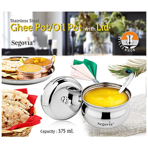 Buy Segovia Stainless Steel Ghee Oil Pot With Lid Spoon Rustproof