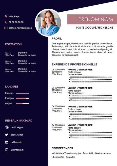 Mod Le De Cv D Taill Gratuit Exemple Word Cr Er Un Cv