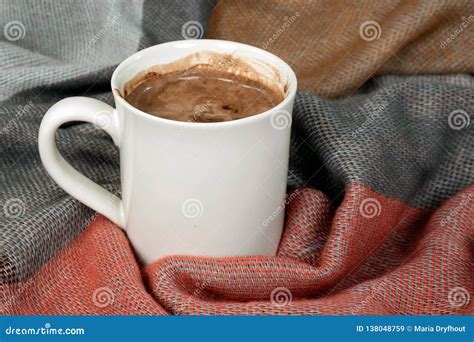 Hot Cocoa In Mug On Blanket Stock Image Image Of Warm Closeup 138048759