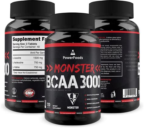 Amazon Monster BCAA 3000 120 Tablets PowerFoods Concentrated