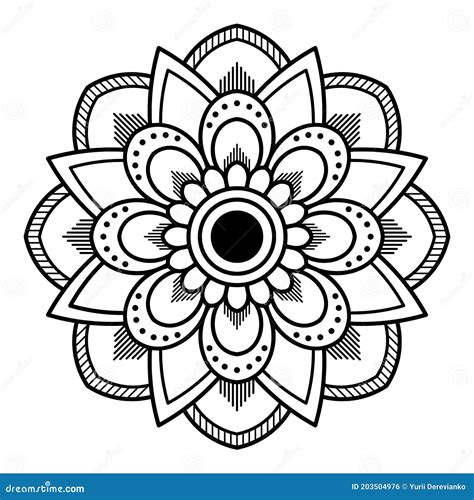 Patrón De Mandala En Blanco Y Negro Stock de ilustración Ilustración