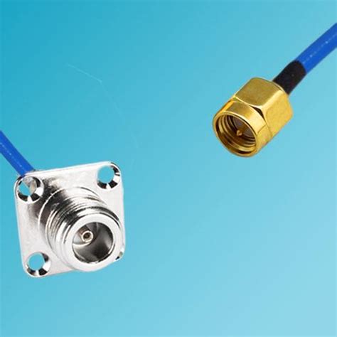 N 4 Hole Panel Mount Female To SMA Male Semi Flexible Cable