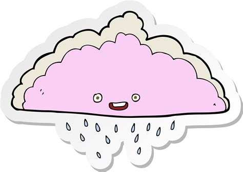 Pegatina De Una Nube De Lluvia De Dibujos Animados Vector En