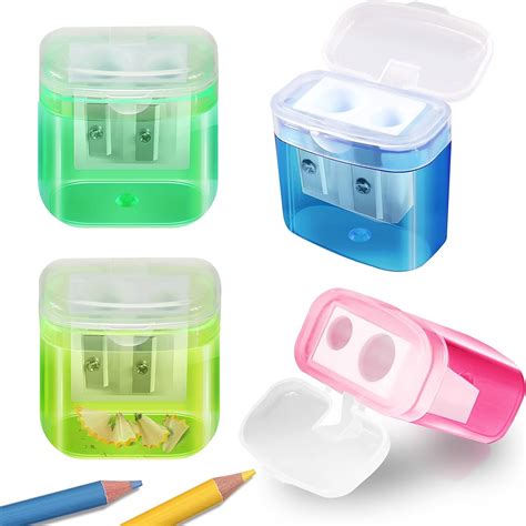 Pencil Sharpeners Manual Pencil Sharpener 4 PCS Colorful Compact Dual