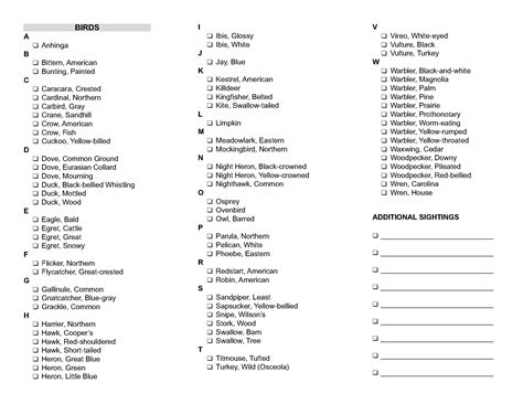 Chirp Chirp Check Take These Wildlife Checklists With You When You Hit