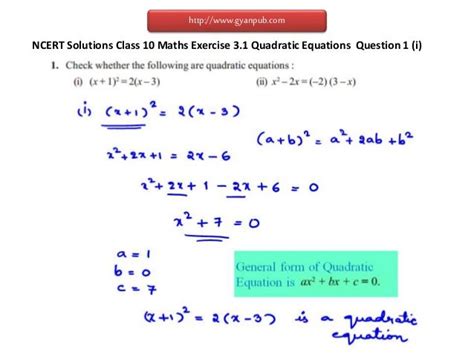 Ncert Solutions Class 10 Maths Exercise 3 1 Quadratic Equations