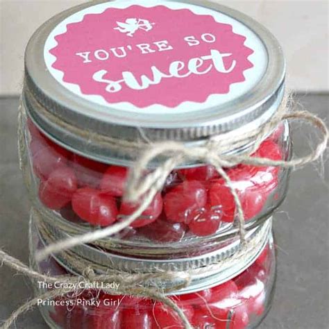 Valentine Candy Mason Jars Diy With Free Printable