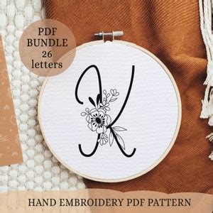 Floral Alphabet Embroidery Pattern, Instant Digital Download ...