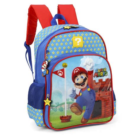 Mochila Escolar De Costas Super Mario Bros Azul Luxcel Mochila