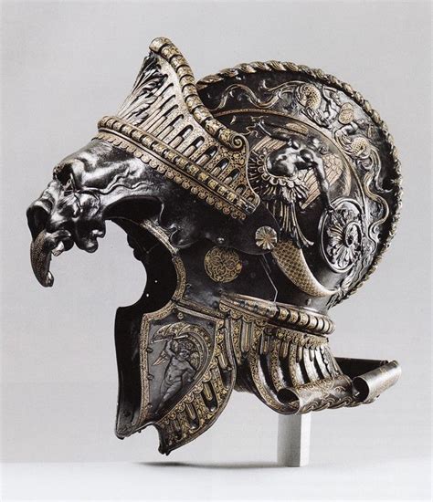 An Elaborately Decorated Helmet Is Displayed On A Stand