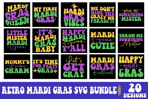 Retro Mardi Gras SVG Bundle Graphic By Design Hub4323 Creative Fabrica