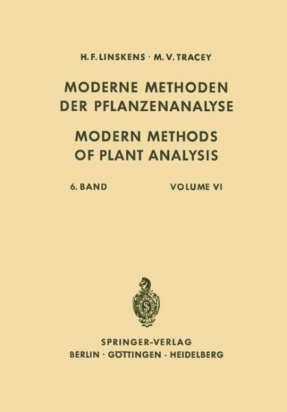 Modern Methods Of Plant Analysis Moderne Methoden Der Pflanzenanalyse