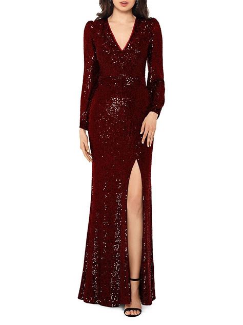 Xscape High Slit Sequin Gown In Red Lyst