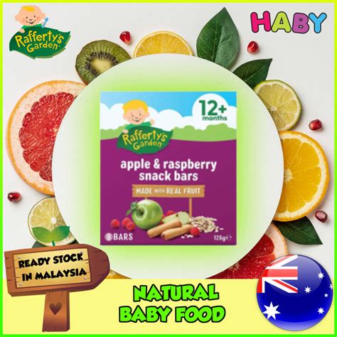 Raffertys Garden X Haby Apple Raspberry Fruit Snack Bar Healthy Baby