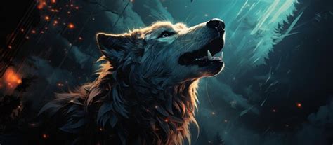 Premium Ai Image Howling Wolf And Moon