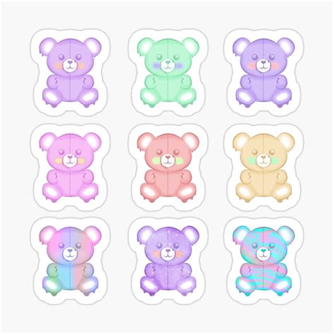 Drippy Bears Colorful Creepy Kawaii Bundle Set Aesthetic Sticker For