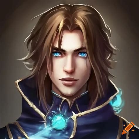 Image Of A Male Time Mage With Brown Hair And Blue Eyes On Craiyon