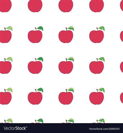 Seamless Pattern With Cartoon Red Apples Vector Image