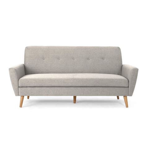 Noble House 3-Seat Light Gray Fabric Sofa-304456 - The Home Depot