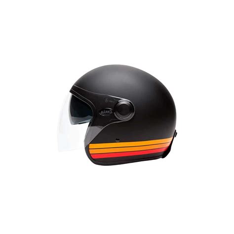 Casque jet vintage Mârkö Boreal noir mat orange