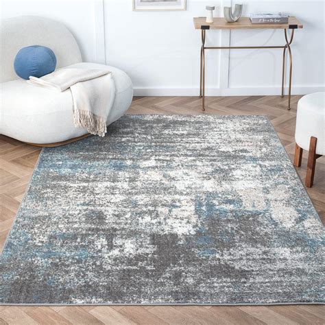 ASIinnsy Area Rugs Blue Abstract Rug Non Slip Modern Rugs Living Room