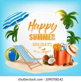 Hello Summer Holiday Beach Vacation Theme Stock Vector Royalty Free