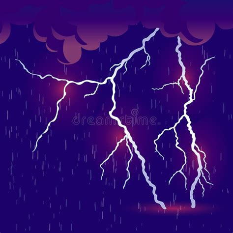 Downpour With Thunderstorm Vector Stock Vector Illustration Of Season