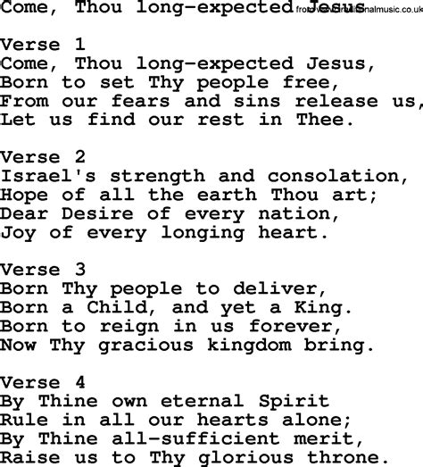 Come Thou Long Expected Jesus Apostolic And Pentecostal Hymns And